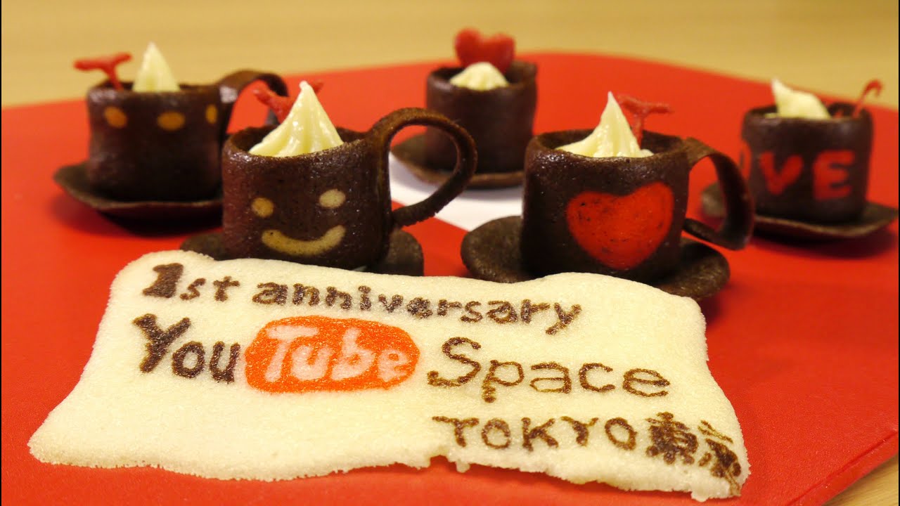 Tuile Cookies Coffee Cups Recipe YouTube Space Tokyo 1st Anniversary コーヒーカップ チュイール クッキー | MosoGourmet 妄想グルメ