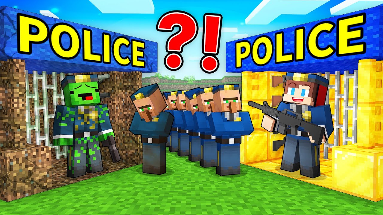 JJ RICH vs Mikey POOR POLICE STATION School Battle in Minecraft - Maizen