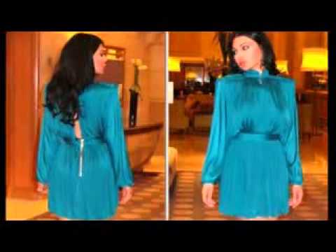 ايتن عامر وهيفاء وهبي بفستان ازرق قصير