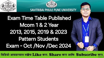 Sppu - Mcom 1 & 2 Year - 2019 & 2023 Pattern Exam Time Table Published