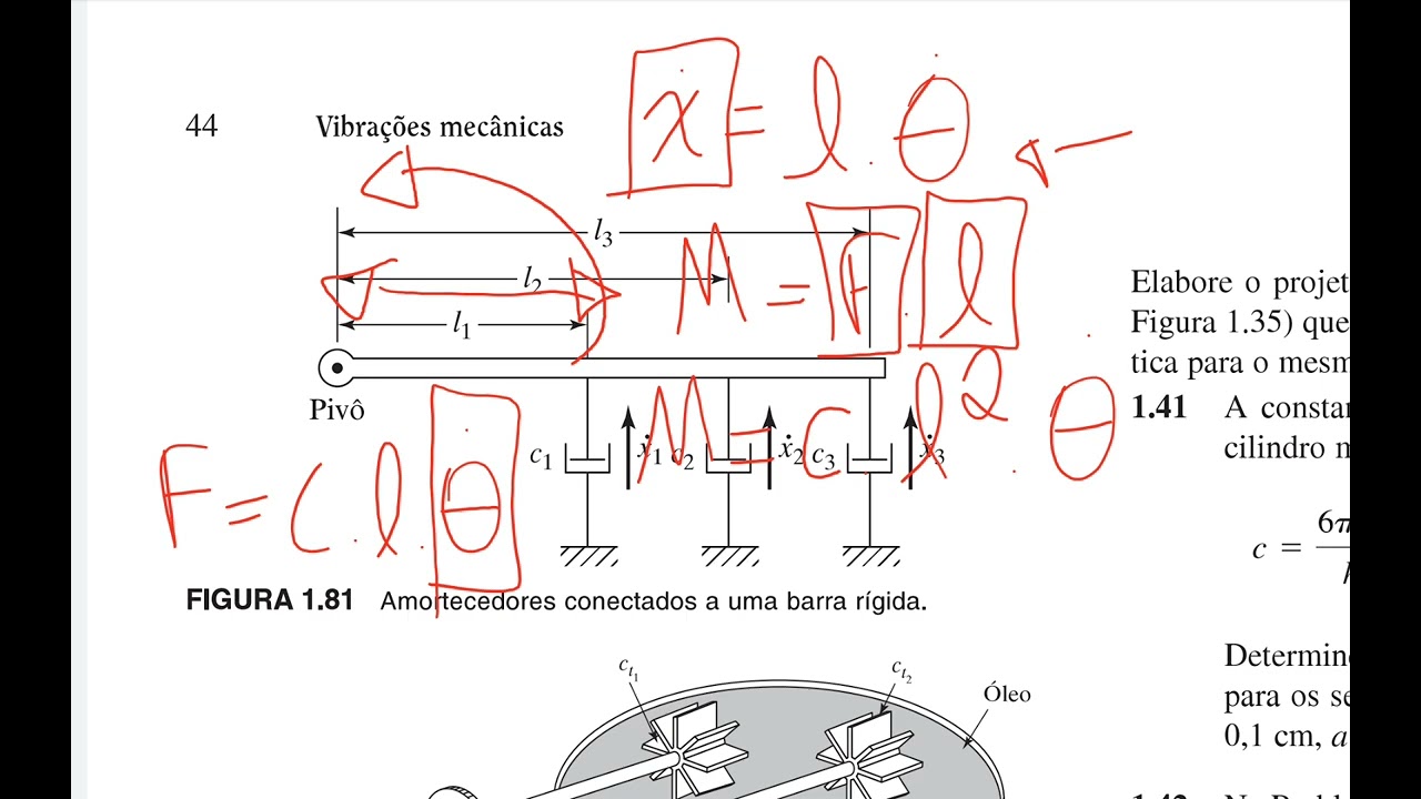 VIBRAÇÕES MECÂNICAS- 1.35 RAO - Determine uma única constante de amortecimento equivalente para os