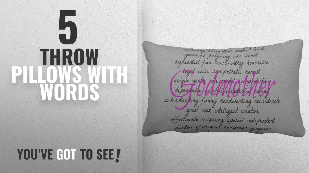 Top 10 Throw Pillows With Words [Winter 2018 ]: Zazzle Words for Godmother Throw Pillow 13" x 21"