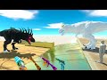 FPS AVATAR + GOD T-REX vs EVIL T-REX DEATH FALL - Animal Revolt Battle Simulator