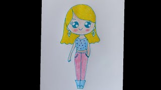 Çok Kolay Sevimli Kız Çizimi-Easy Cute Girl Drawing