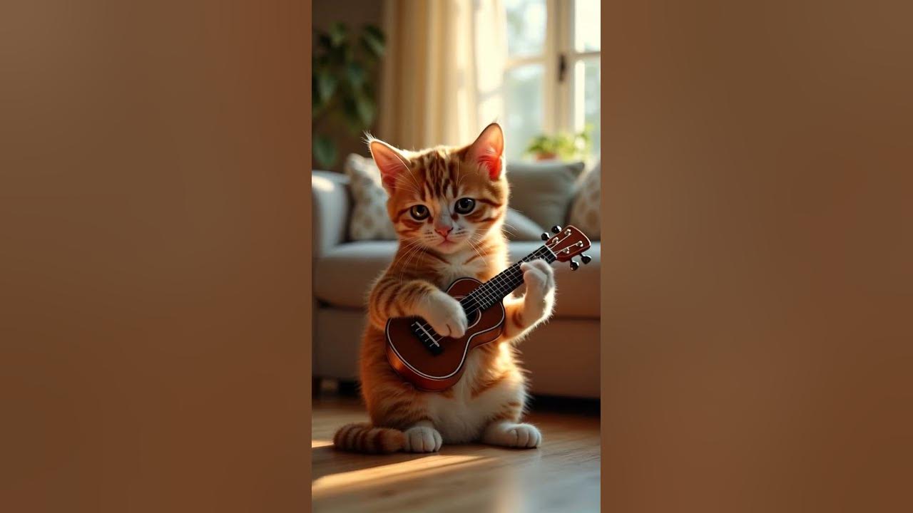 Kitten Playing the Ukulele 🎶🐱 #kitten #fluffyzen #ukulele  #cat