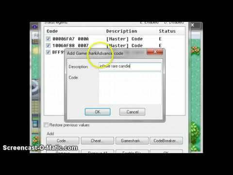 Pokemon Emerald Rare Candy GameShark Cheat Codes for GBA 