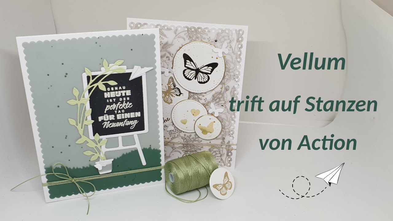 2 Karten mit Vellum und Stanzen von Action mit dem kleinen ...