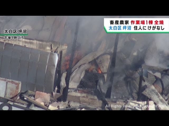 畜産農家の作業場が全焼 けが人は無し 仙台・太白区 - YouTube