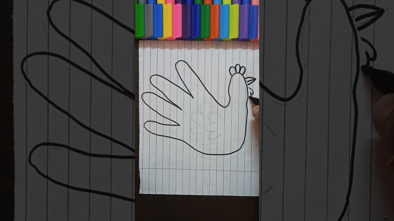 How to draw chicken🐓 using your hands✋