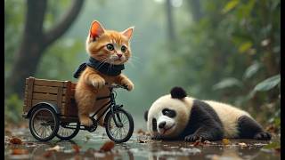 🐱❤️Gingy Meow:Tiny Cat Rescues a Sick Panda | A Heartwarming Story🐱❤️🐼Cute And Relaxing Moments