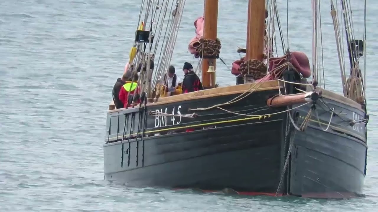Pilgrim of Brixham at anchor in Hope Cove Bay.