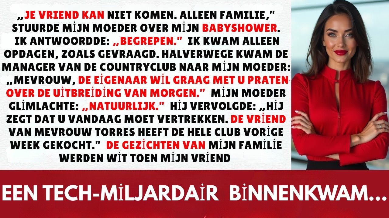 Het bericht van mijn moeder kwam drie weken voor mijn babyshower. 'Jouw vriendje kan niet komen. Alleen familie.' Ik staarde naar het scherm, mijn hand op mijn zeven maanden zwangere buik. Naast...