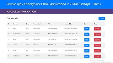 Simple Ajax Codeigniter CRUD application in Hindi - Part 3