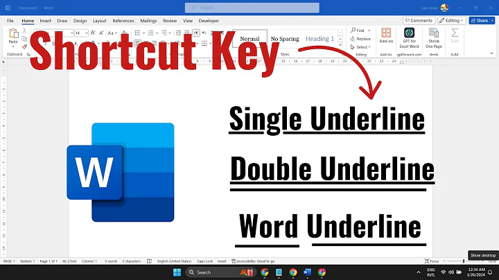How to Add Underline, Double Underline, Word Underline Shortcut Key In MS Word