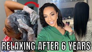 RELAXING MY HAIR AFTER 6 YEARS NATURAL!!! | OMG | DYING MY HAIR BLACK!