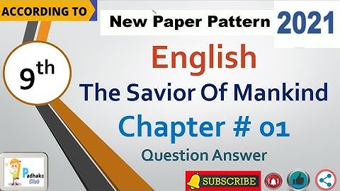 9th class English || Chapter No. 1 The Saviour of Mankind | Question Answers | Full Exercise | SSC-1