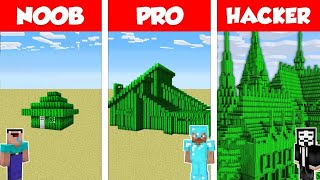 Minecraft CACTUS HOUSE BASE BUILD CHALLENGE - NOOB vs PRO vs HACKER - Animation