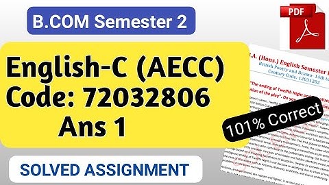 B.Com | English-C (AECC) | Code 72032806 | Sem 2 | Solved Assignment