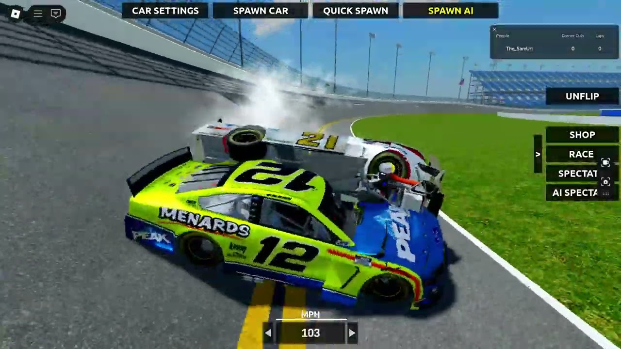 Racing and crashing with AI in pummu talladega