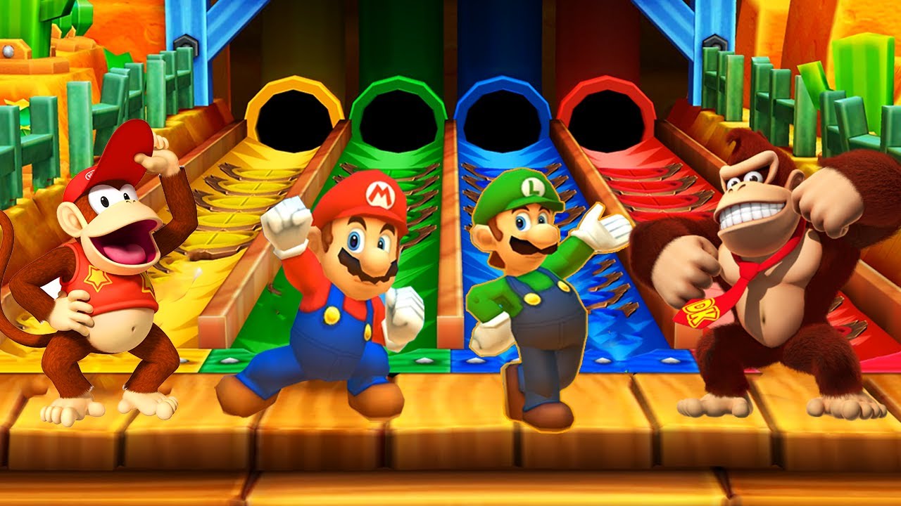 Mario Party: Star Rush Minigames - Mario vs Donkey Kong vs Luigi vs Diddy Kong