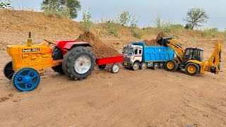 JCB 5cx backhoe fully loading sand HMT tractor trolley |Sonalika Rx60 tractor |@MrDevCreators