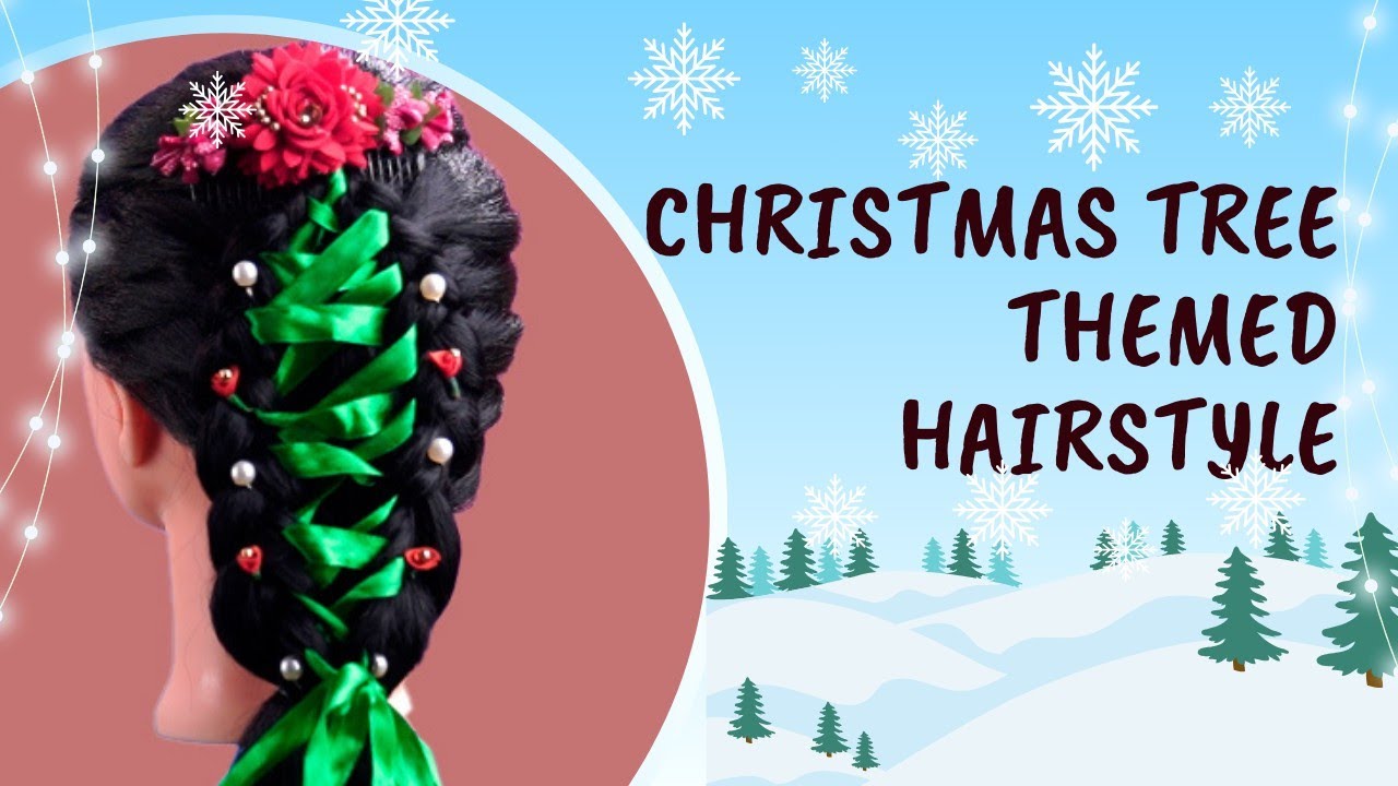 Perfect Christmas Tree Hairstyle for girls christmas tree themed