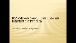 Global Minimum cut problem - Randomized Algorithm | Application
