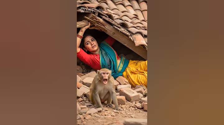 The Monkey saved her. #ai #india #foryou #shorts ##rescue #animals #nature #monkey #rescueefforts