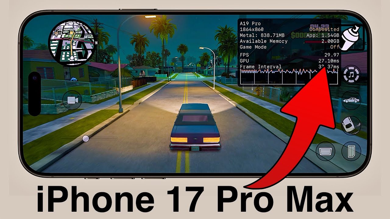 iPhone 17 Pro Max - GTA San Andreas Performance Test - Metal HUD - YouTube