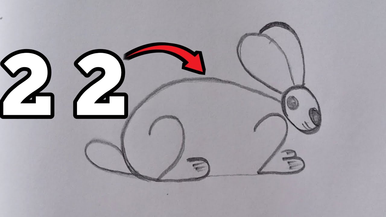 How to drow rabbit drawing from 22 number |easy step by step |rabbit ...