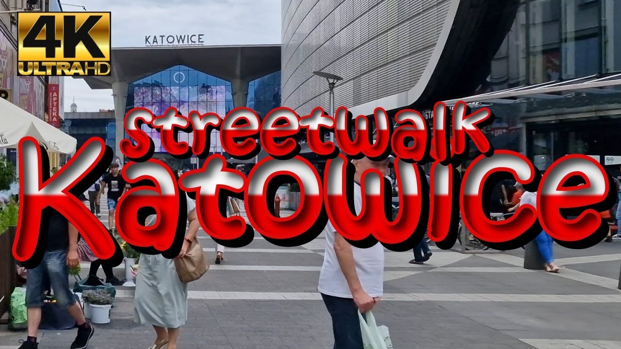 4K Katowice city center streetwalking 