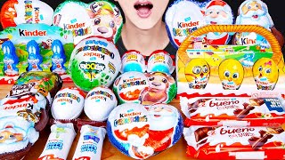 ASMR KINDER JOY SURPRISE EGGS CHOCOLATE MAGNUM ICE CREAM DESSERT MUKBANG 킨더 먹방 キンダー 咀嚼音EATING SOUNDS