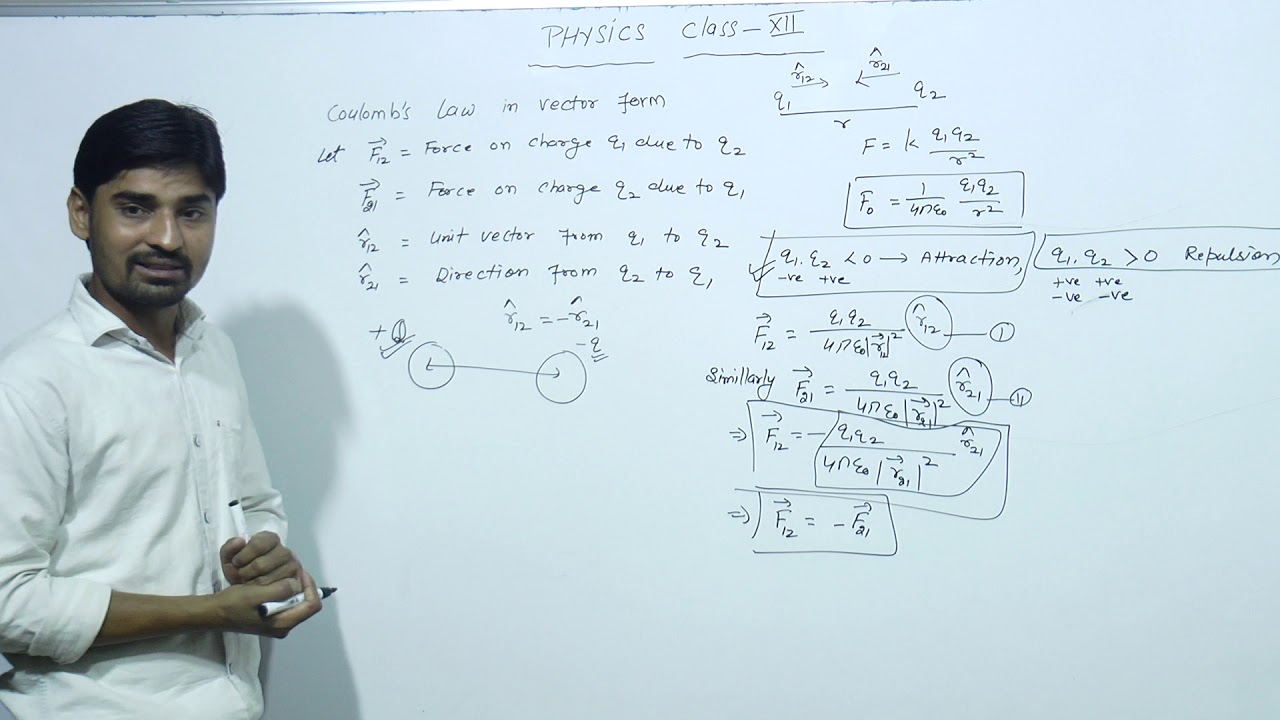 Coulombs Law In Vector Form Class 12th YouTube Coulombs law in vector form class 12th youtube