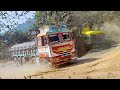 Difficult to Go Uphill  : Truck Move Uphill More Risky |  Lorry Videos | Trucks In Mud