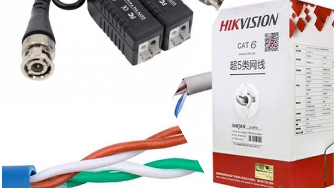 توصيل  كاميرات المراقبة  علي  كابل cat5