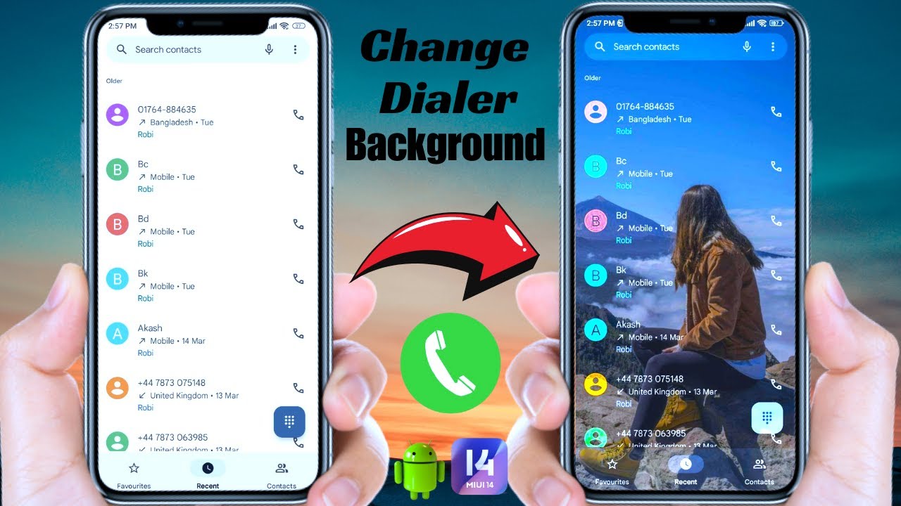 How To Set Background Photo On Dialer | Change Contact List Background ...