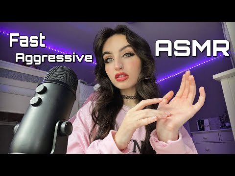 ASMR | Fast & Aggressive Hand Sounds/Movements, Mouth Sounds, & Upclose Whispering/Rambles