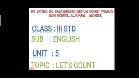 3rd Standard | English | Let