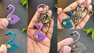 DIY Handmade Macrame Bird swan Keychain