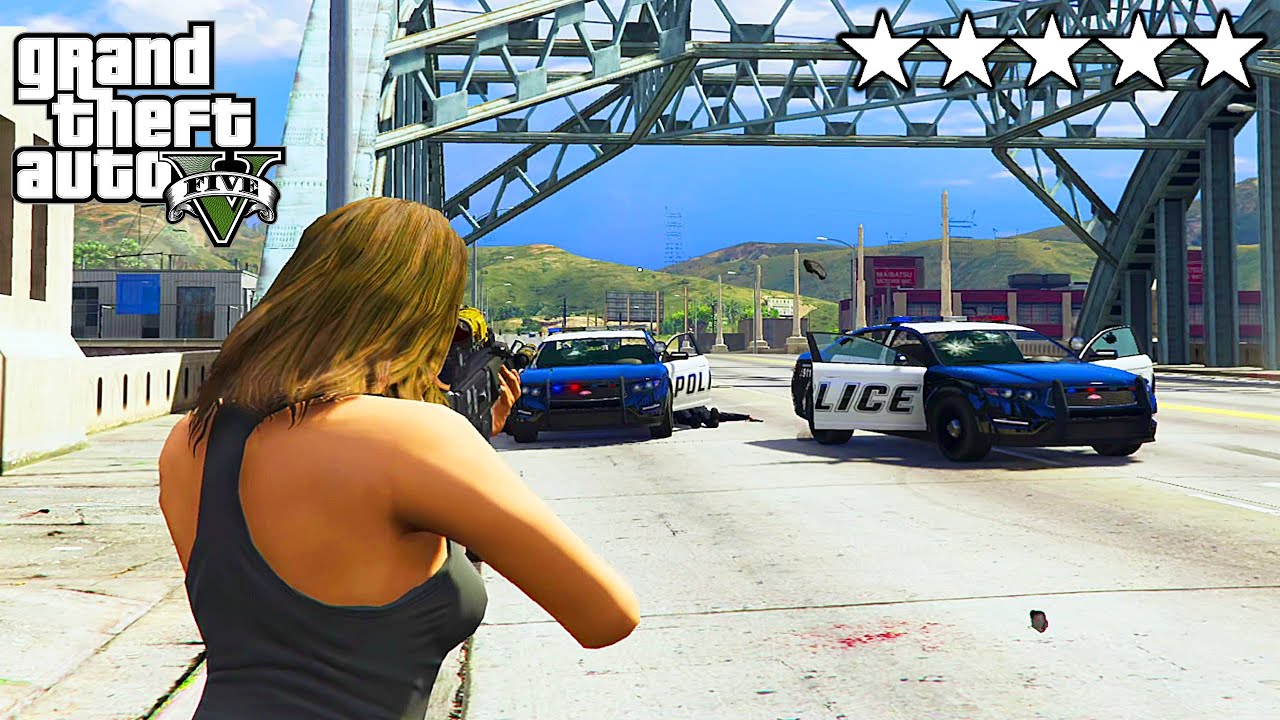 GTA 5 CRAZY GIRL FIVE STAR POLICE RAMPAGE LOS SANTOS ESCAPE! - YouTube