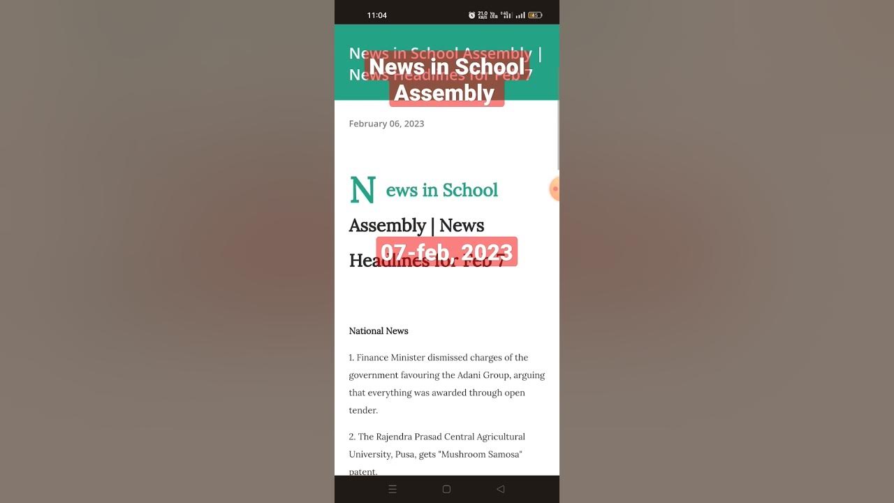 News in school assembly news headlines for feb 7 youtube