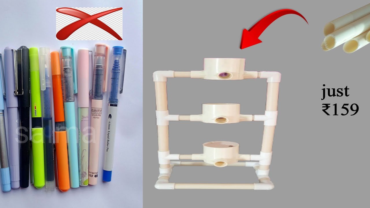 Pen holder desk organizer || PVC hack || DIY - YouTube
