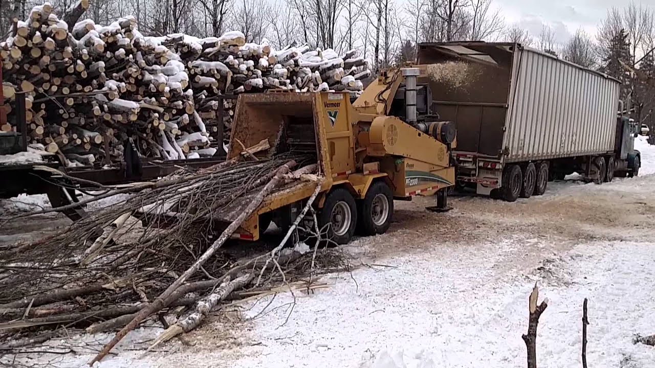 WC2300XL chipping biomass top, limbs, and junk wood. - YouTube