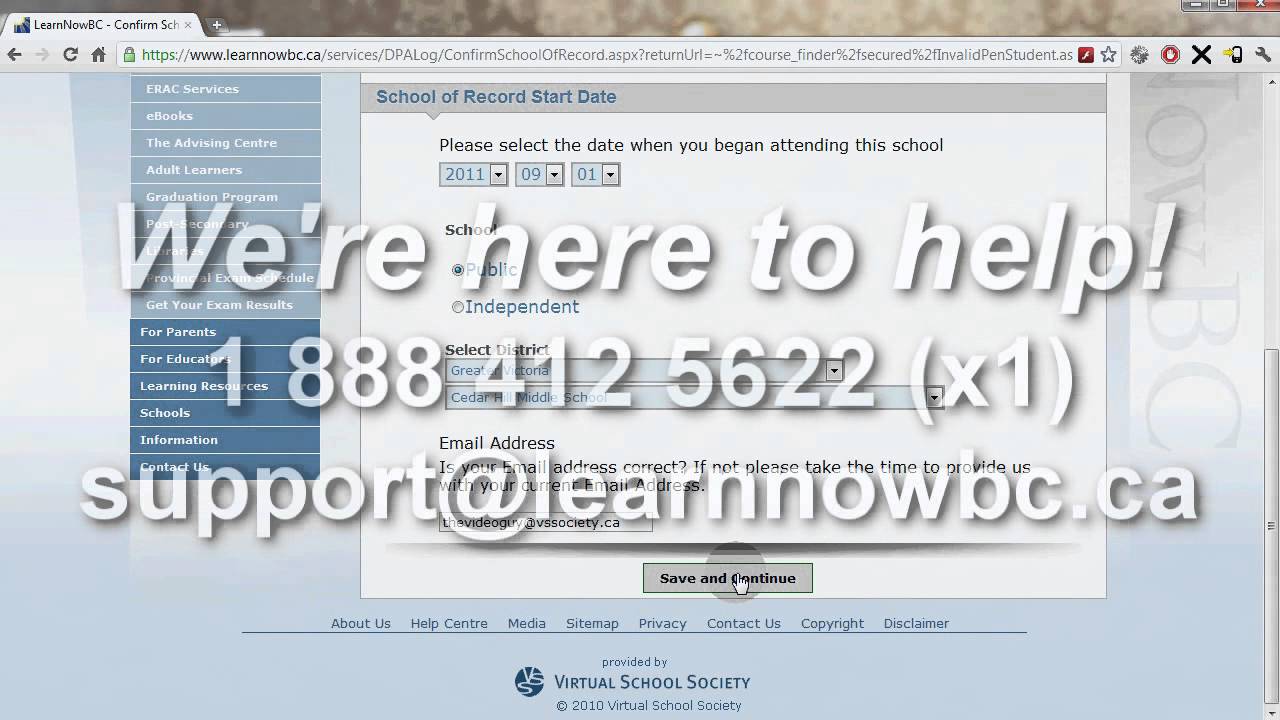 Accessing ERAC District Services through LearnNowBC