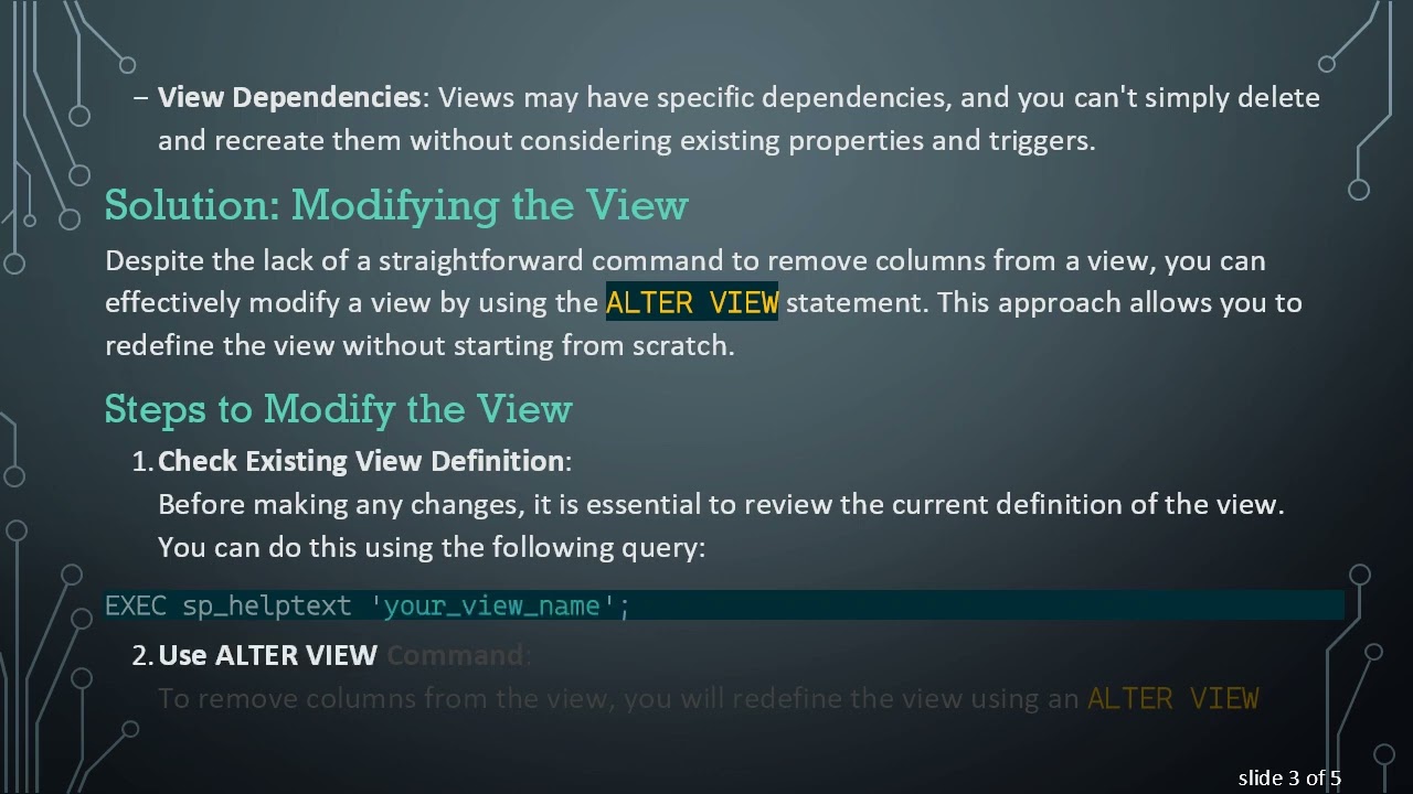 How to Remove Columns from a SQL Server View