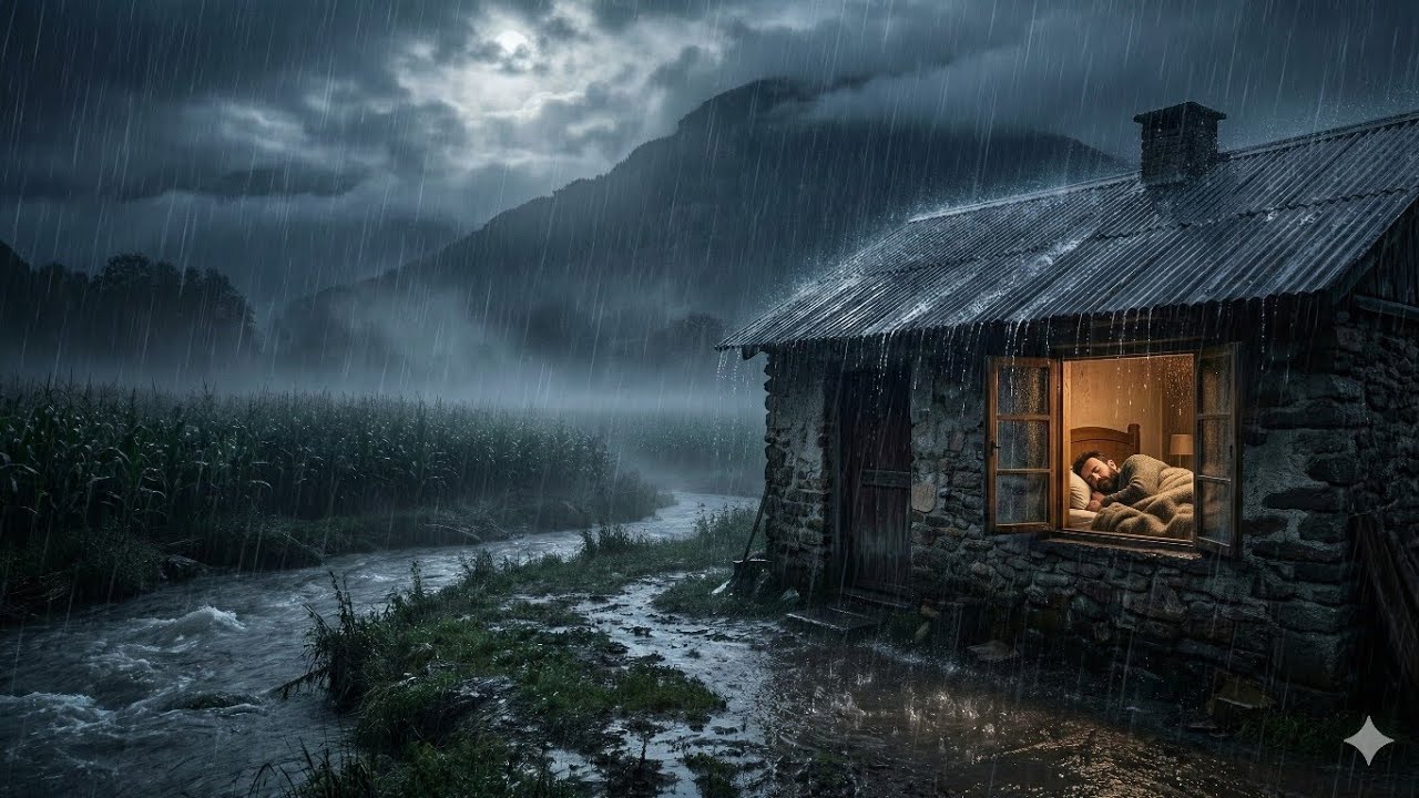 Heavy Rain Sounds 🌧️ Realistic Rain on Roof & River ASMR | No Music