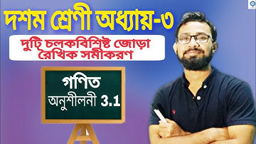 দুটি চলকবিশিষ্ট জোড়া রৈখিক সমীকরণ |অনুশীলনী 3.1|
