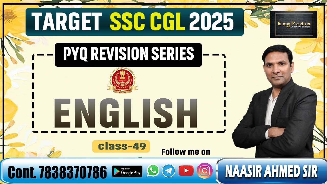 SSC CGL 2025 English Previous Year Question SSC English PYQ Practice Series  (EngPedia) Class-49