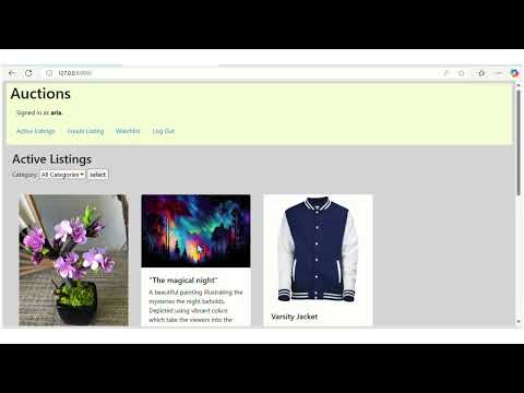 CS50W project 2: Commerce | Harvard cs50 web programming