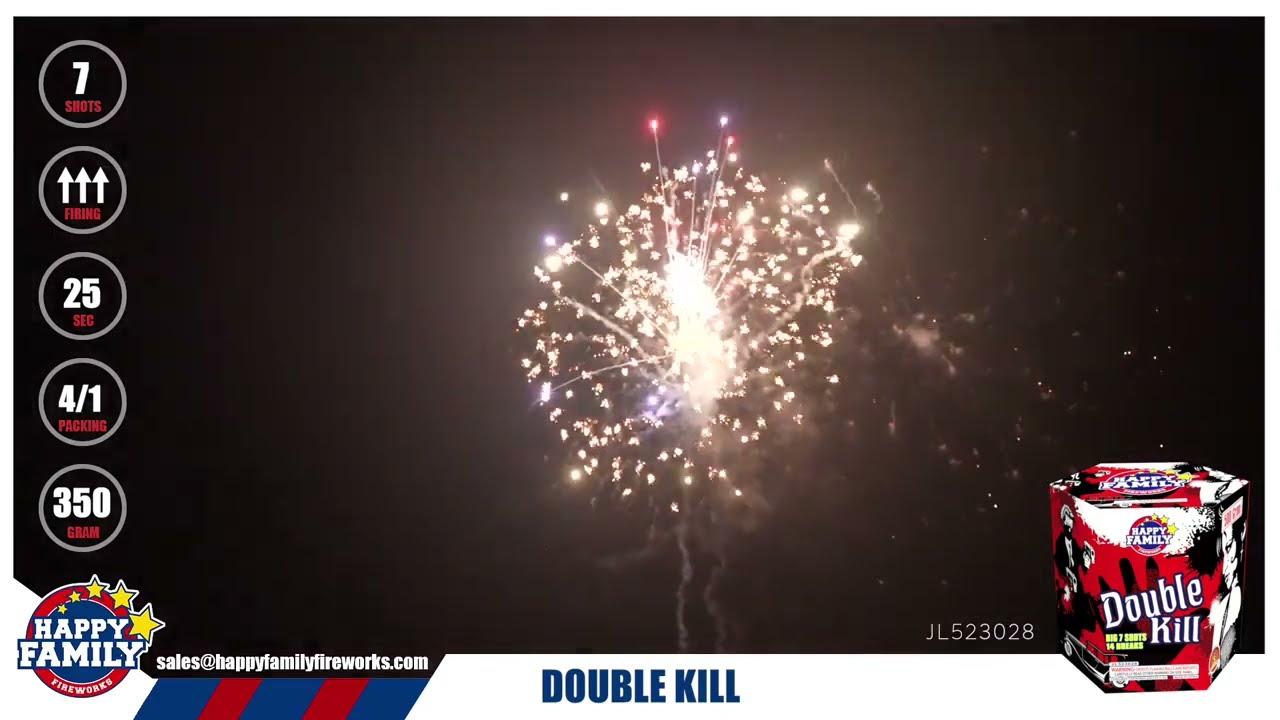 2023 new item 350gram JL523028 Double Kill 7 shots Cake  by Happy Family Fireworks